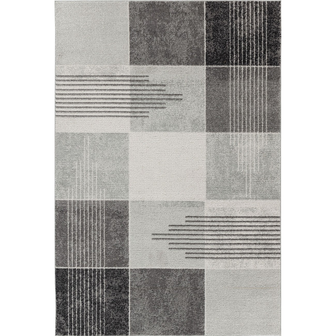 DENISE Scandi Geometric Grey Area Rug Flat