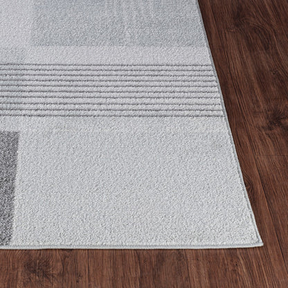 DENISE Scandi Geometric Grey Area Rug Front