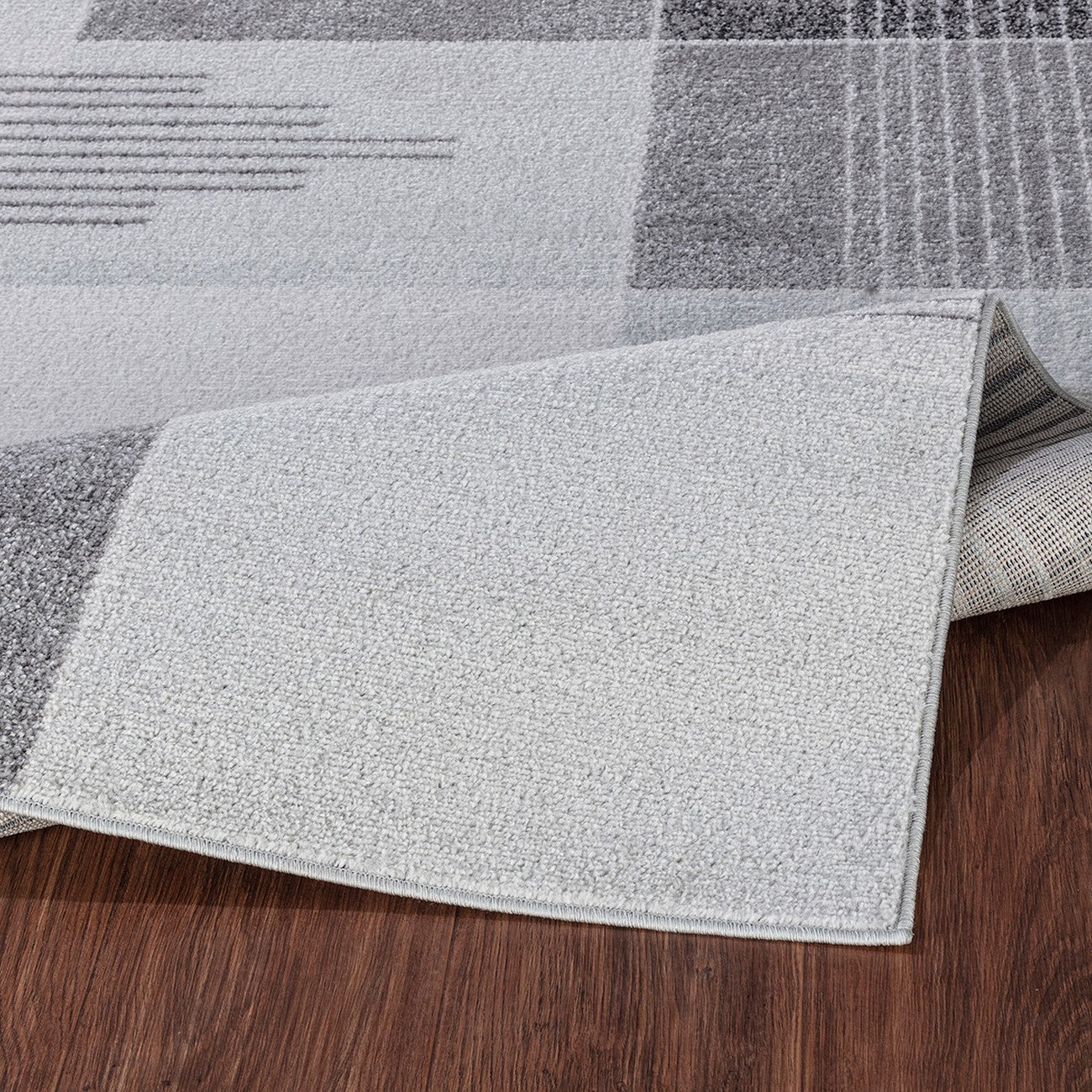 DENISE Scandi Geometric Grey Area Rug Fold