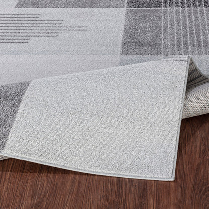 DENISE Scandi Geometric Grey Area Rug Fold
