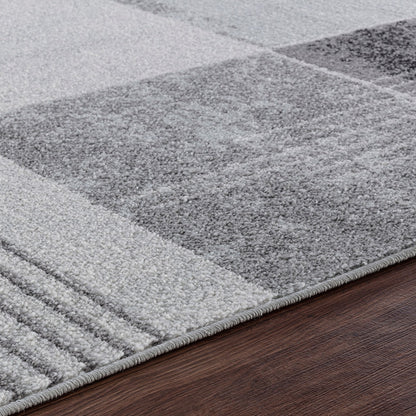 DENISE Scandi Geometric Grey Area Rug Texture