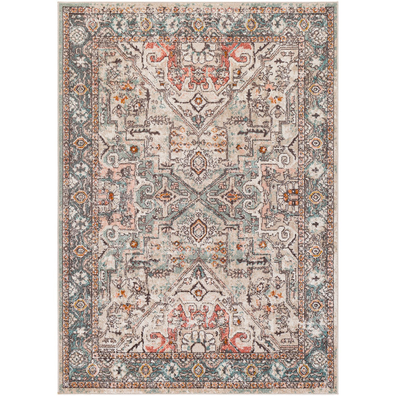 DIA Vintage Traditional Oriental Boho Brick Area Rug Flat