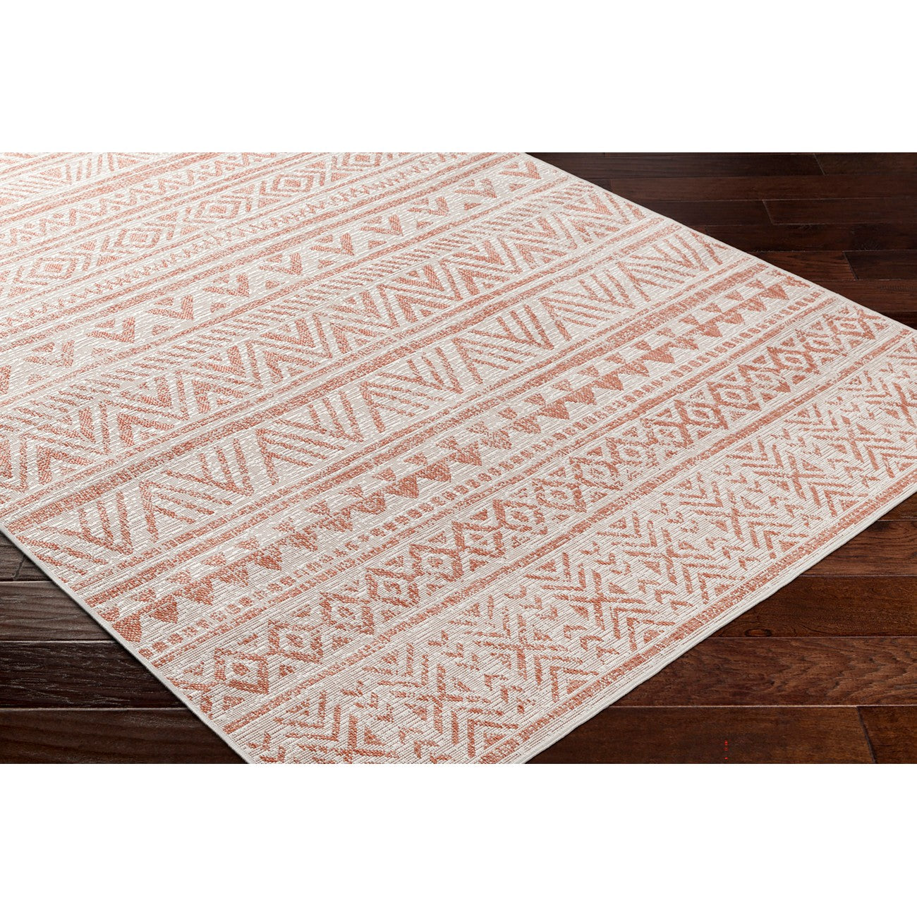 DIKSHA Indoor & Outdoor Global Coral/Pink Area Rug Corner