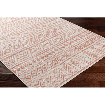 DIKSHA Indoor & Outdoor Global Coral/Pink Area Rug Corner