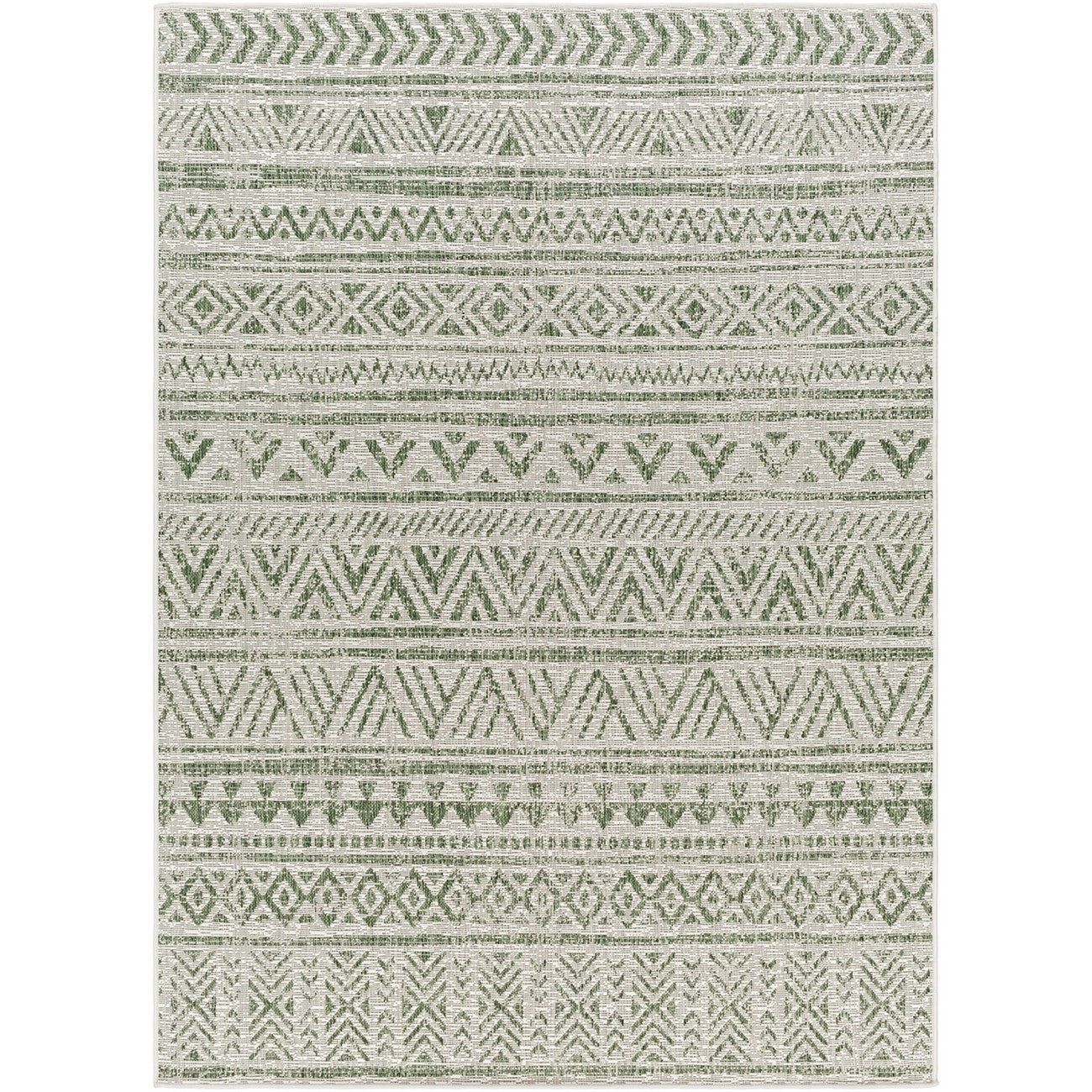 DIKSHA Indoor & Outdoor Global Moss Green Area Rug Flat