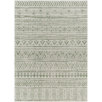 DIKSHA Indoor & Outdoor Global Moss Green Area Rug Flat