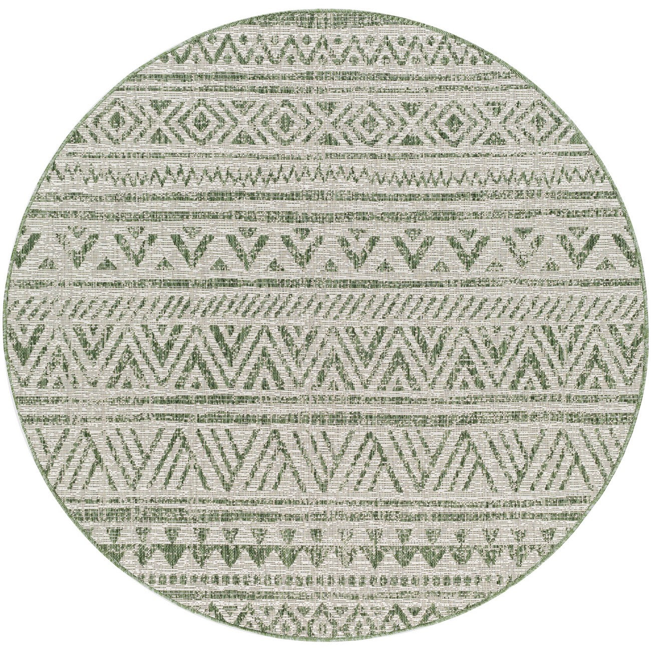 DIKSHA Indoor & Outdoor Global Moss Green Area Rug Flat