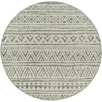 DIKSHA Indoor & Outdoor Global Moss Green Area Rug Flat