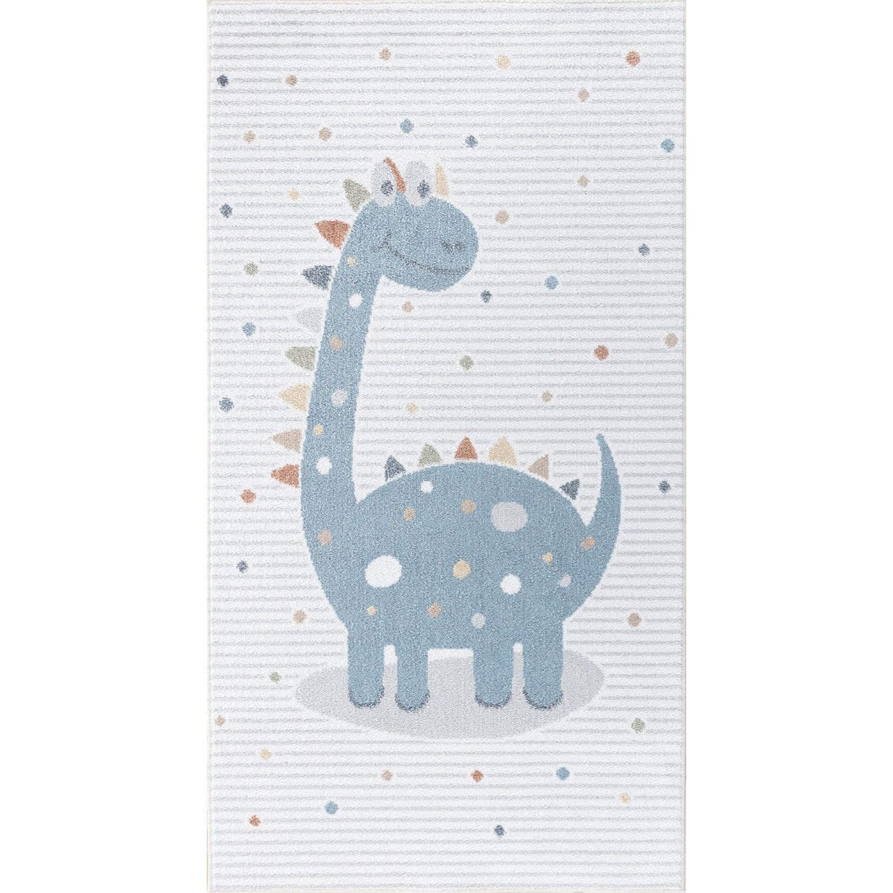 DINO Machine Washable Beige/Grey Kids Room Rug Flat