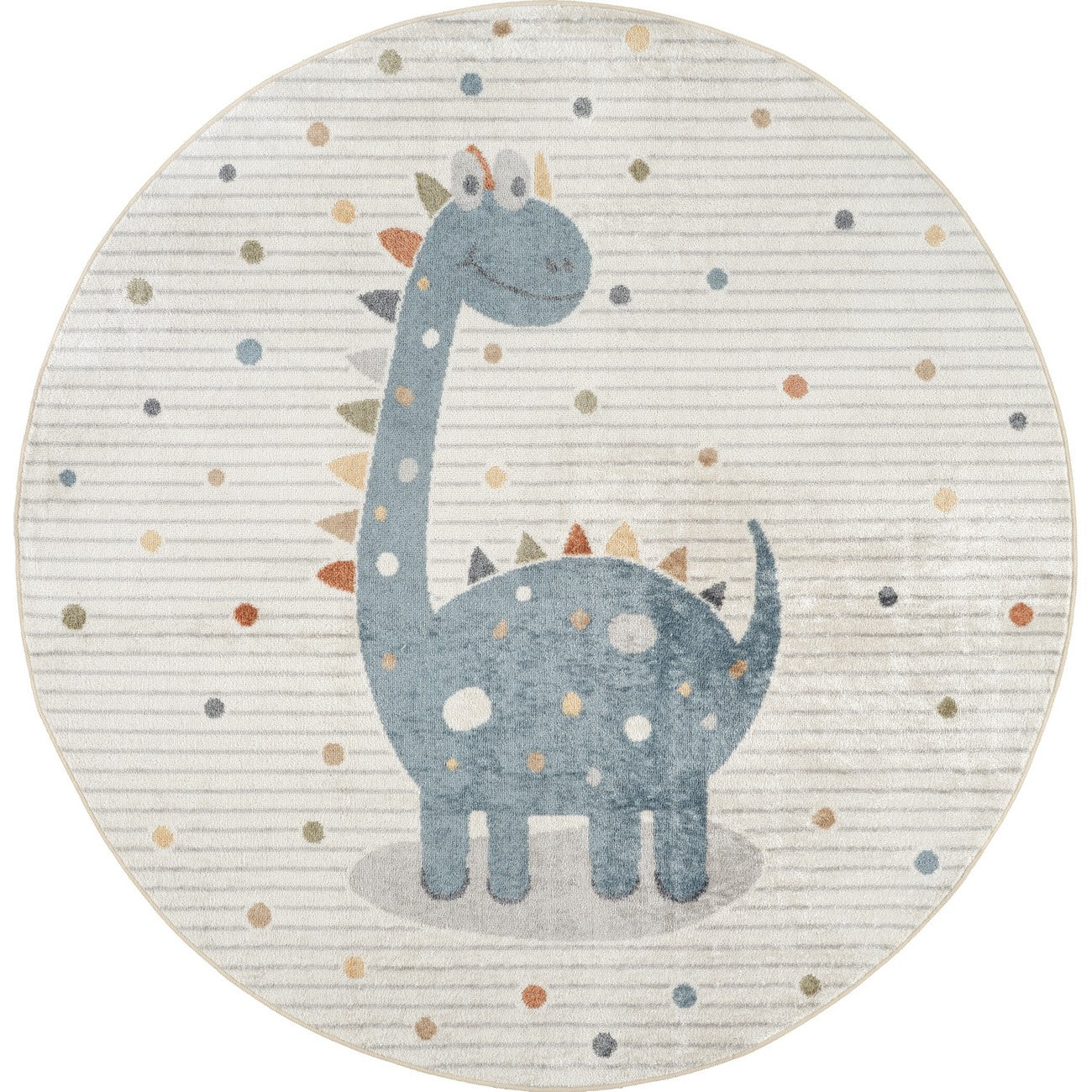 DINO Machine Washable Beige/Grey Kids Room Rug Flat