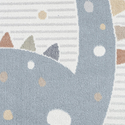 DINO Machine Washable Beige/Grey Kids Room Rug Swatch