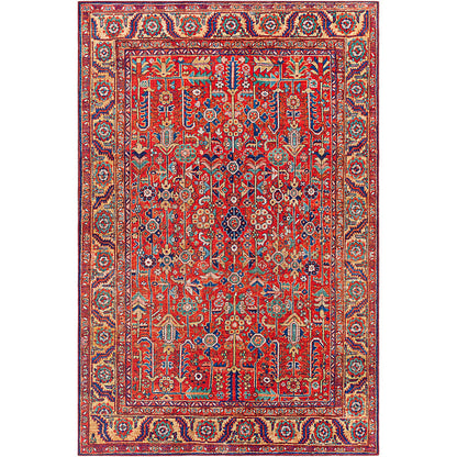 DOINA Vintage Oriental Boho Sky Blue Area Rug Flat