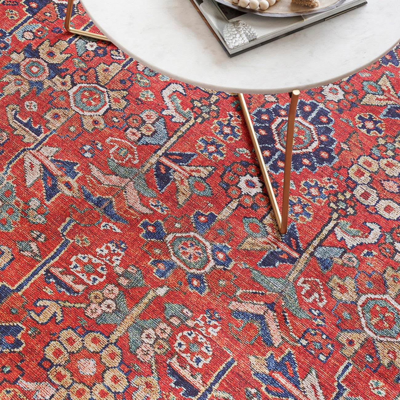 DOINA Vintage Oriental Boho Sky Blue Area Rug Styleshot