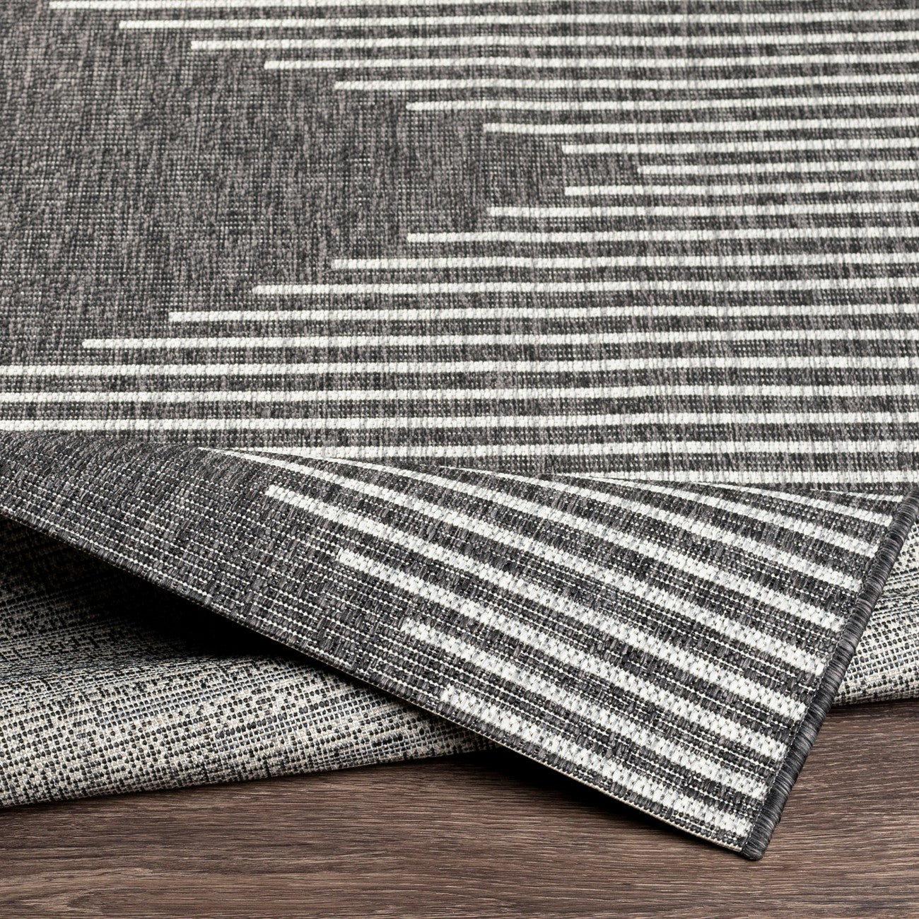 DOLLY Indoor & Outdoor Global Charcoal Area Rug Fold