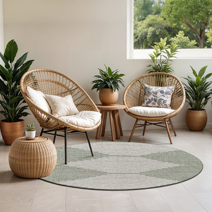 DOLLY Indoor & Outdoor Global Moss/Grey Area Rug Roomscene