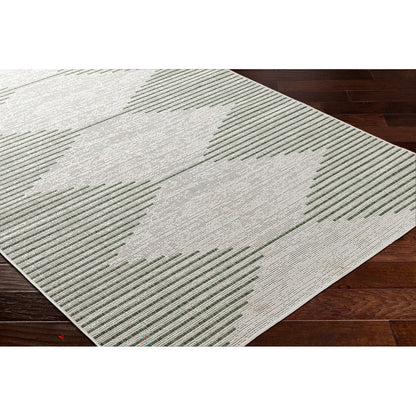 DOLLY Indoor & Outdoor Global Moss/Grey Area Rug Corner