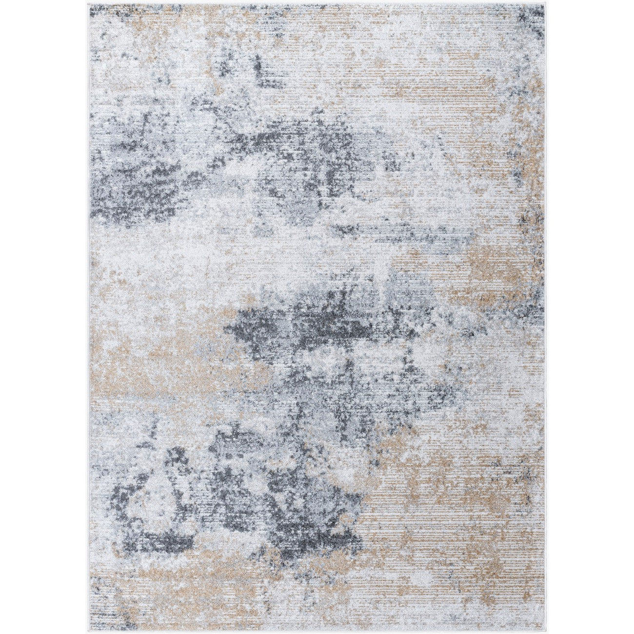 EDITH Abstract Modern Marble Charcoal/Amber Area Rug Flat