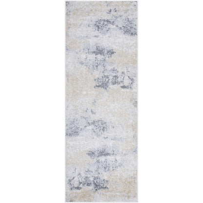 EDITH Abstract Modern Marble Charcoal/Amber Area Rug Flat