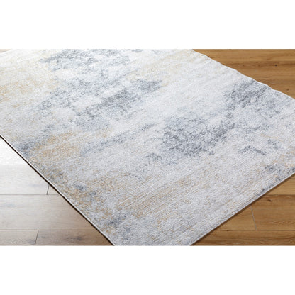 EDITH Abstract Modern Marble Charcoal/Amber Area Rug Corner