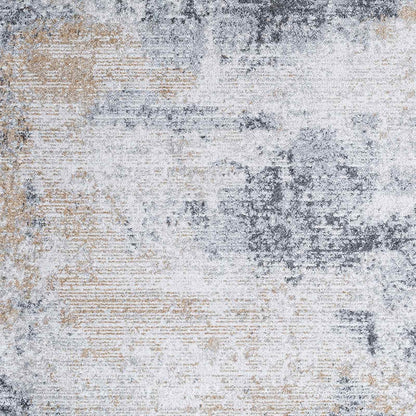 EDITH Abstract Modern Marble Charcoal/Amber Area Rug Swatch