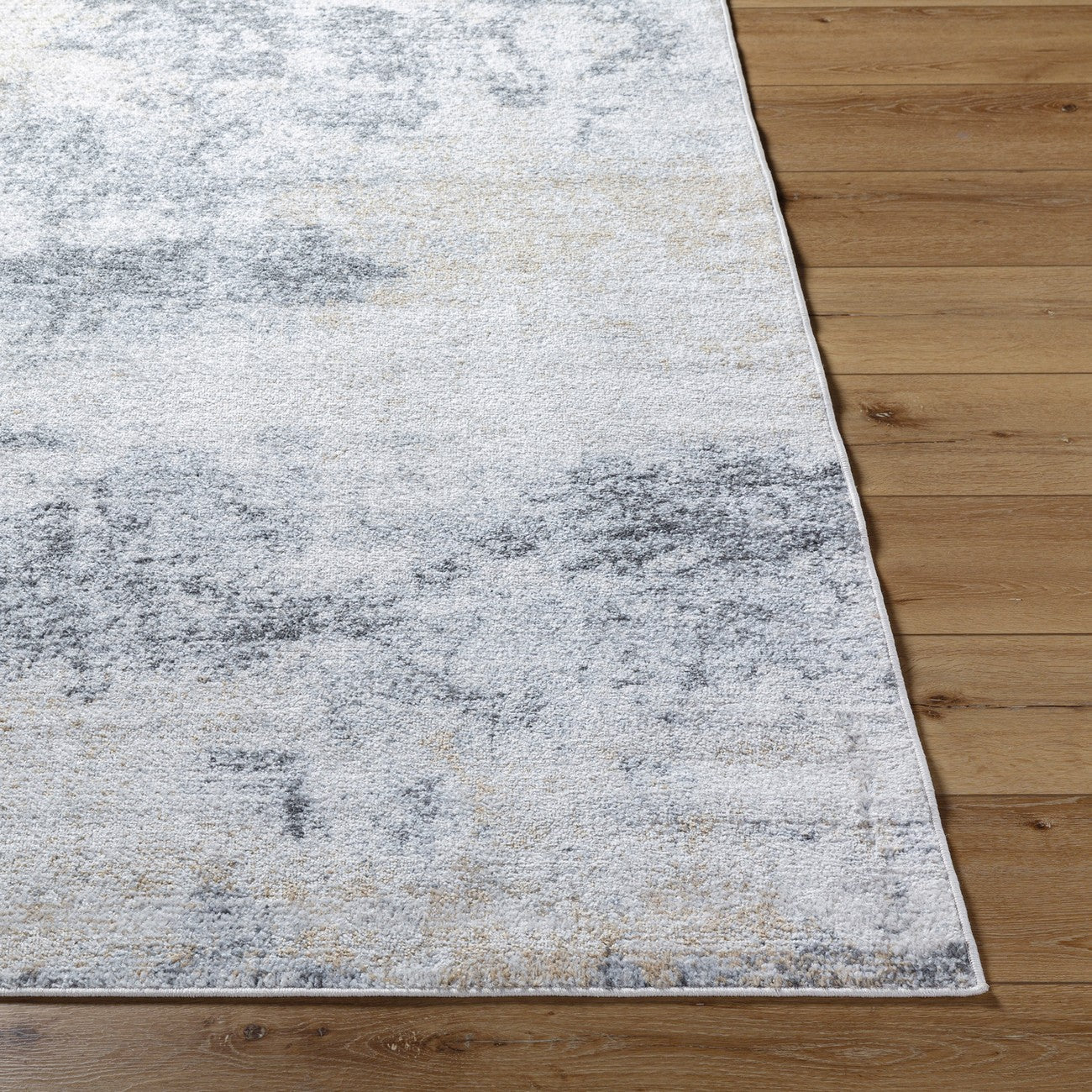 EDITH Abstract Modern Marble Charcoal/Amber Area Rug Front