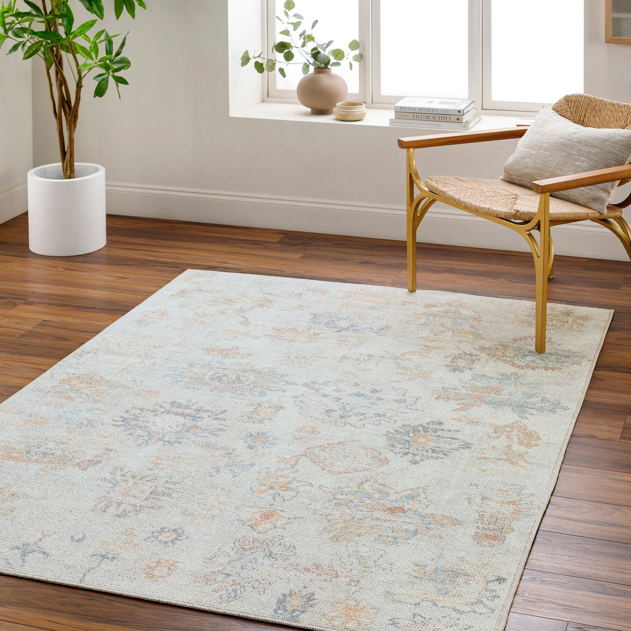 ELISA Our PNW Home x Livabliss Vintage Oriental Boho Light Brown Area Rug Roomscene