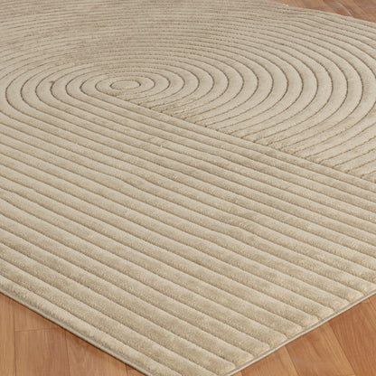 EMIKO Indoor & Outdoor Scandi Modern Beige Area Rug Corner