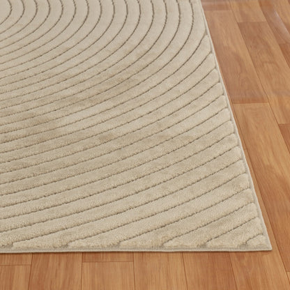 EMIKO Indoor & Outdoor Scandi Modern Beige Area Rug Front