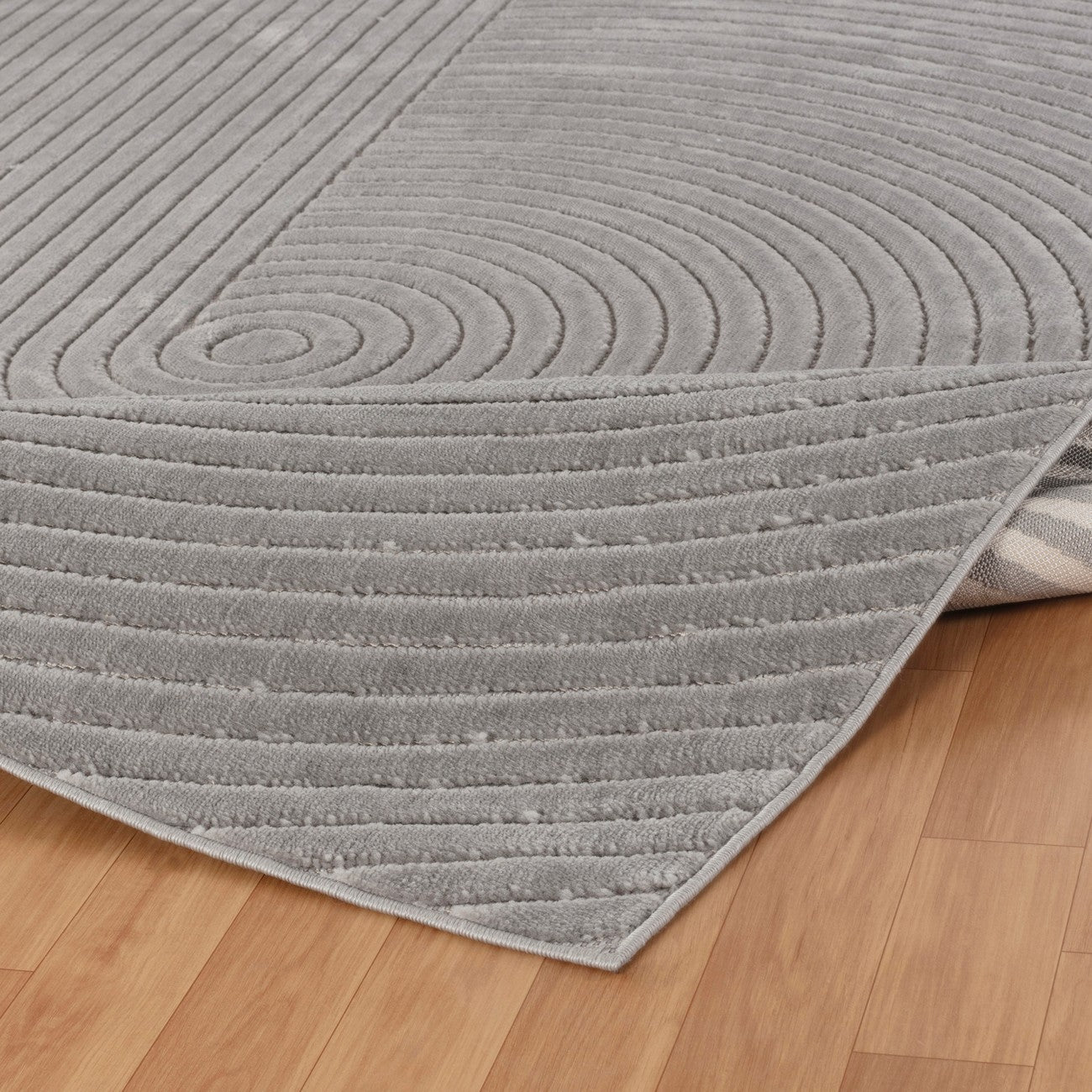 EMIKO Indoor & Outdoor Scandi Modern Grey Area Rug Fold