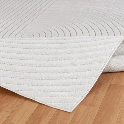 EMIKO Indoor & Outdoor Scandi Modern White Area Rug Fold