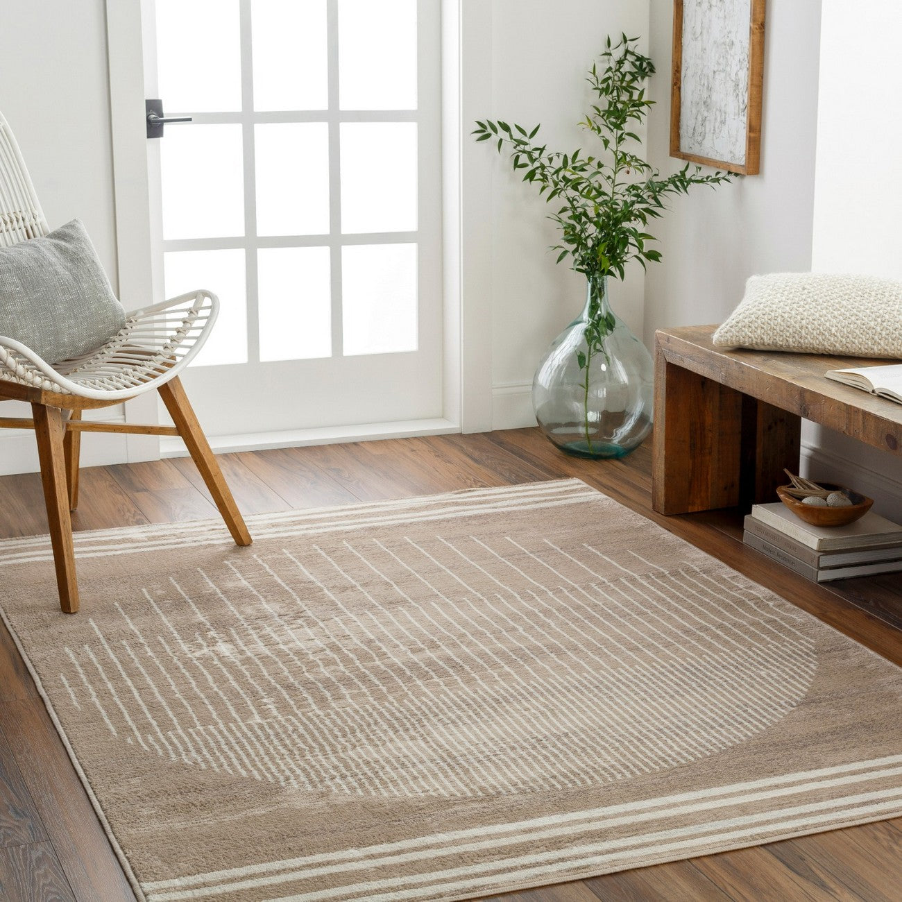 ENSO Scandi Geometric Brown Area Rug Roomscene
