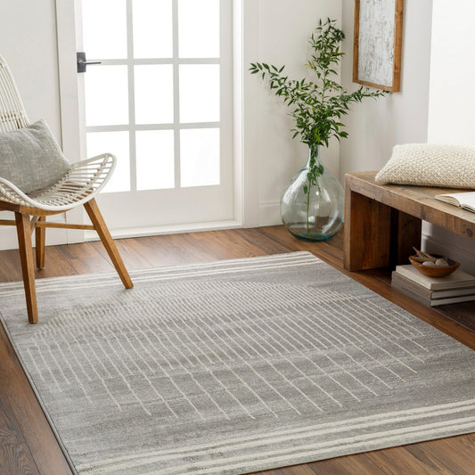 ENSO Scandi Geometric Medium Grey Area Rug Roomscene