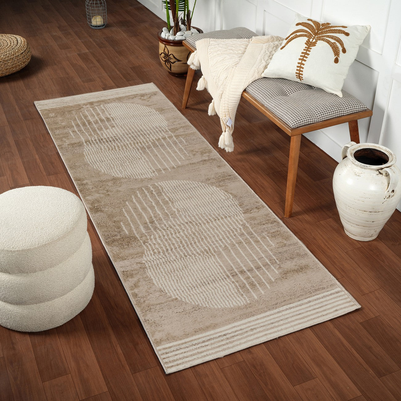 ENSO2 Scandi Geometric Brown Area Rug Roomscene