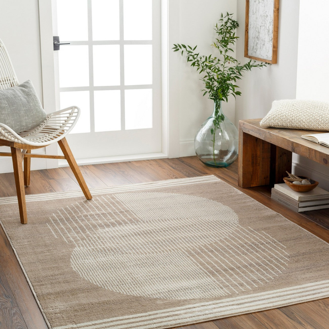ENSO2 Scandi Geometric Brown Area Rug Roomscene