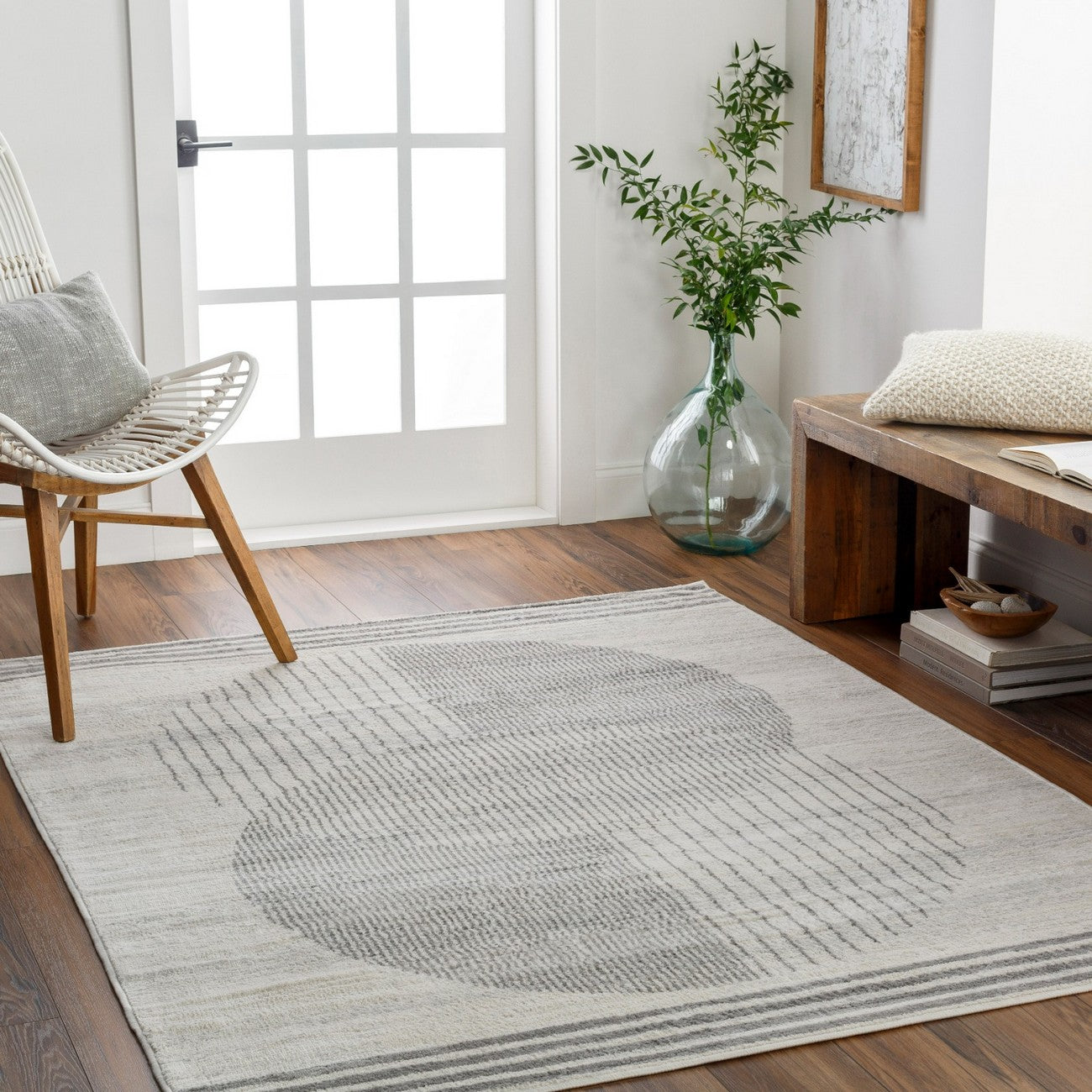ENSO2 Scandi Geometric Grey Area Rug Roomscene