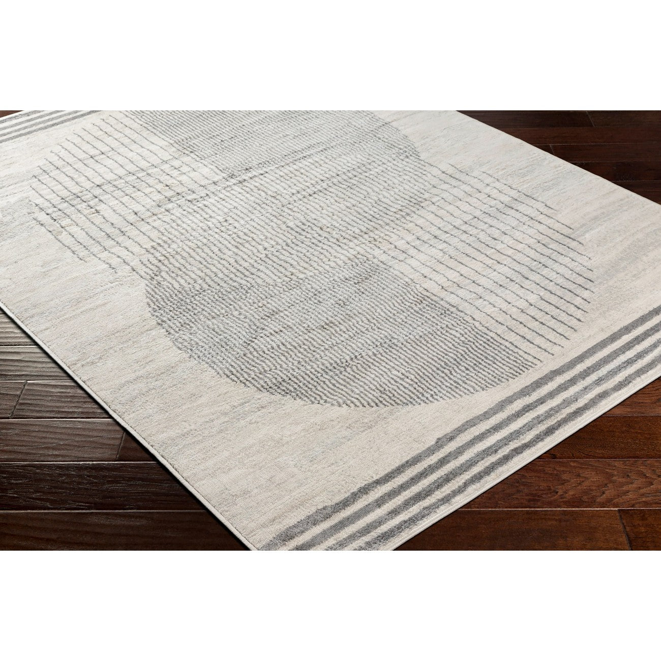 ENSO2 Scandi Geometric Grey Area Rug Corner