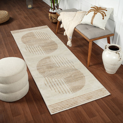 ENSO2 Scandi Geometric Light Brown Area Rug Roomscene