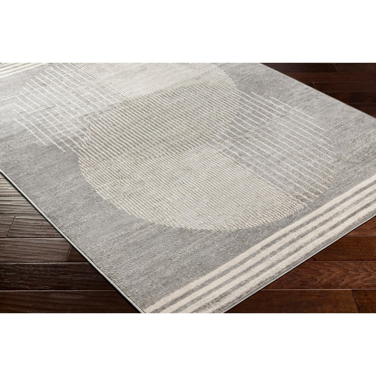 ENSO2 Scandi Geometric Light Grey Area Rug Corner