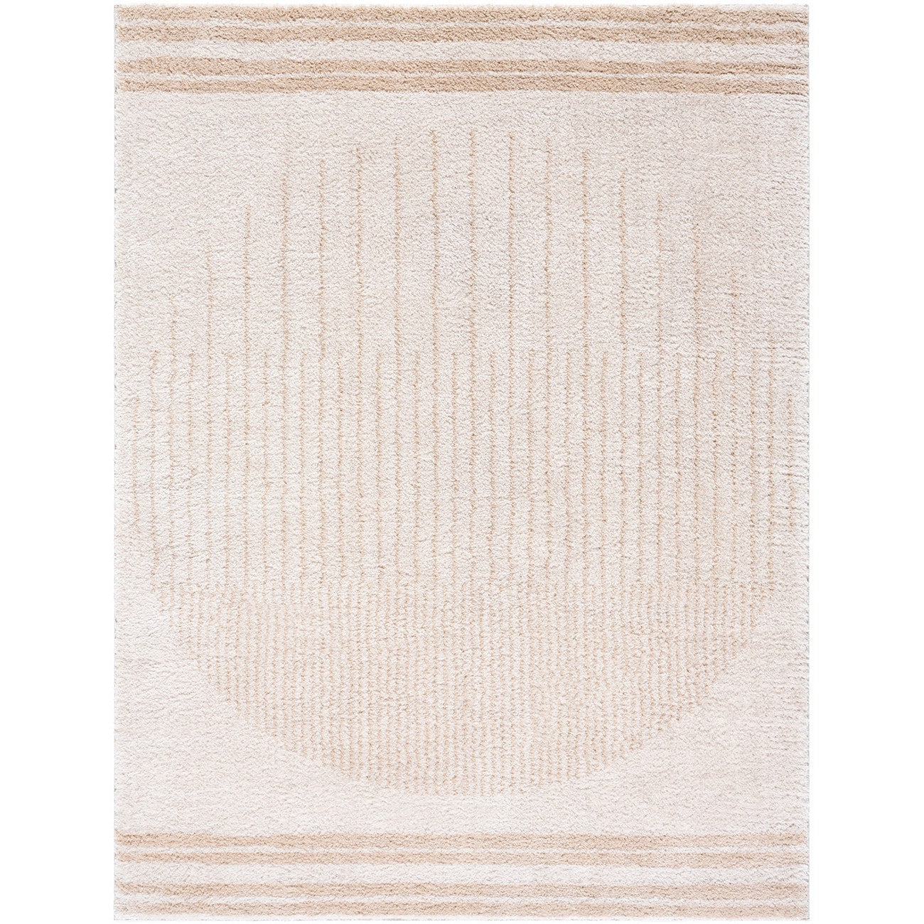 ENSO3 Machine Washable Modern Shaggy Beige Area Rug Flat
