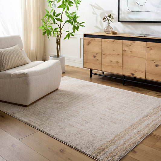 ENSO3 Machine Washable Modern Shaggy Beige Area Rug Roomscene