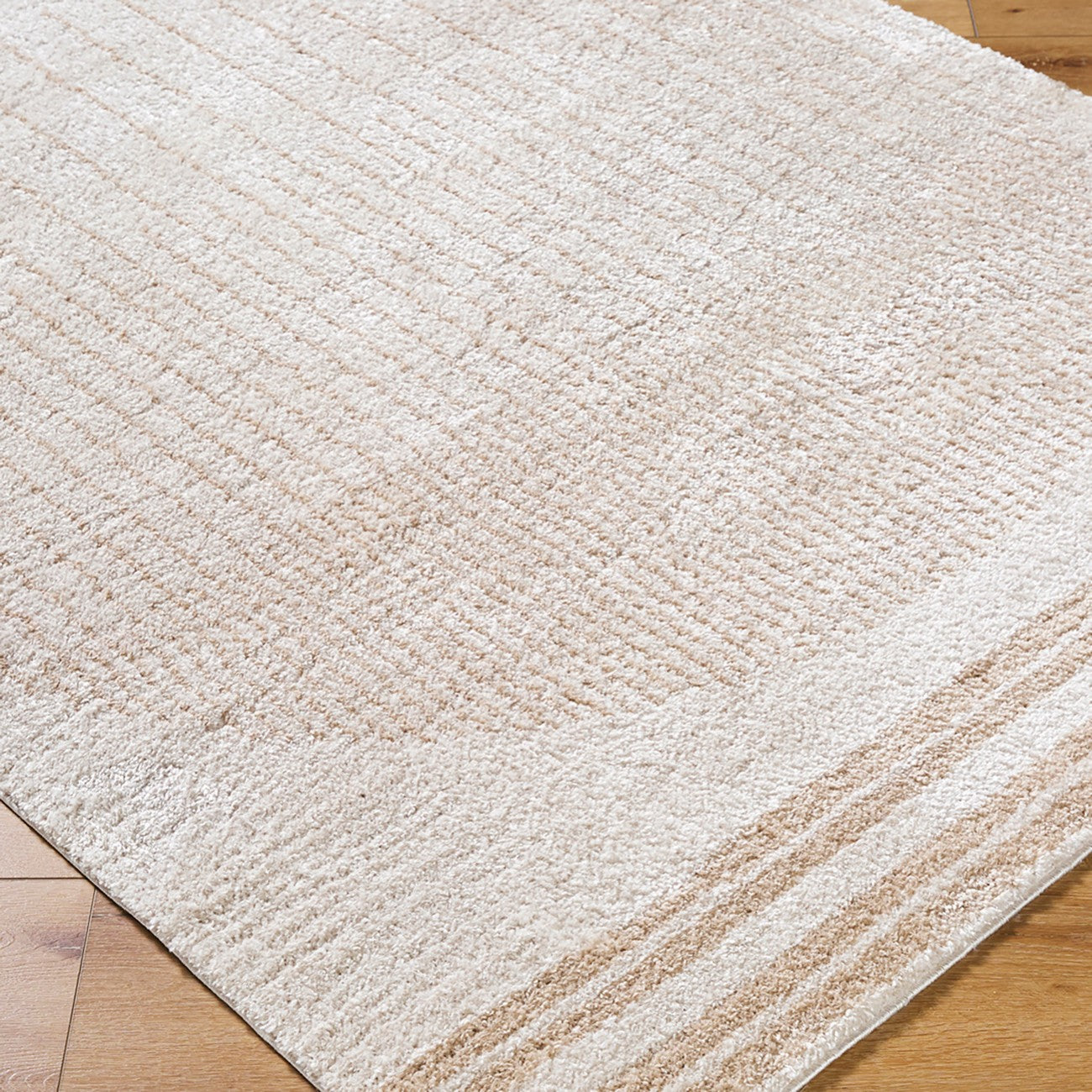ENSO3 Machine Washable Modern Shaggy Beige Area Rug Corner