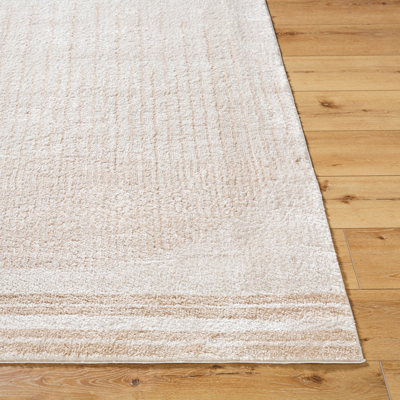 ENSO3 Machine Washable Modern Shaggy Beige Area Rug Front