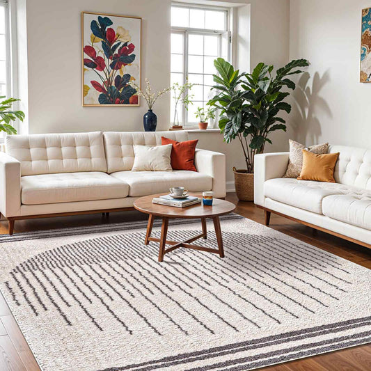 ENSO3 Machine Washable Modern Shaggy Charcoal Area Rug Roomscene
