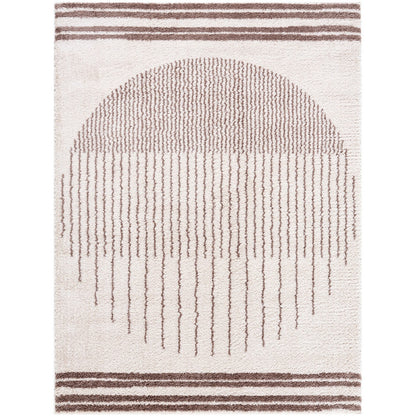 ENSO3 Machine Washable Modern Shaggy Dark Brown Area Rug Flat