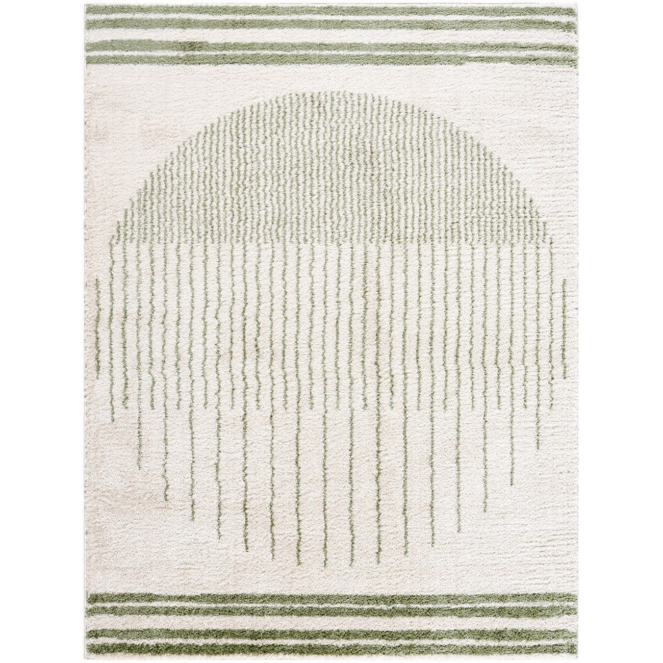ENSO3 Machine Washable Modern Shaggy Grass Green Area Rug Flat