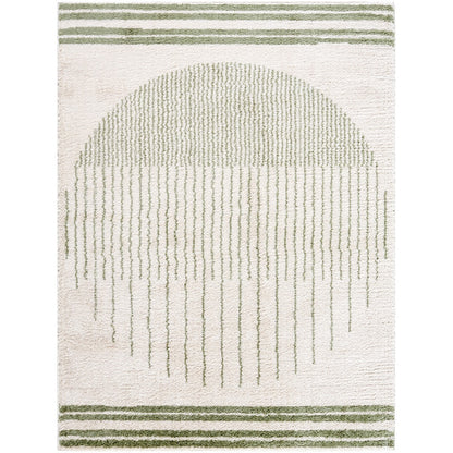 ENSO3 Machine Washable Modern Shaggy Grass Green Area Rug Flat