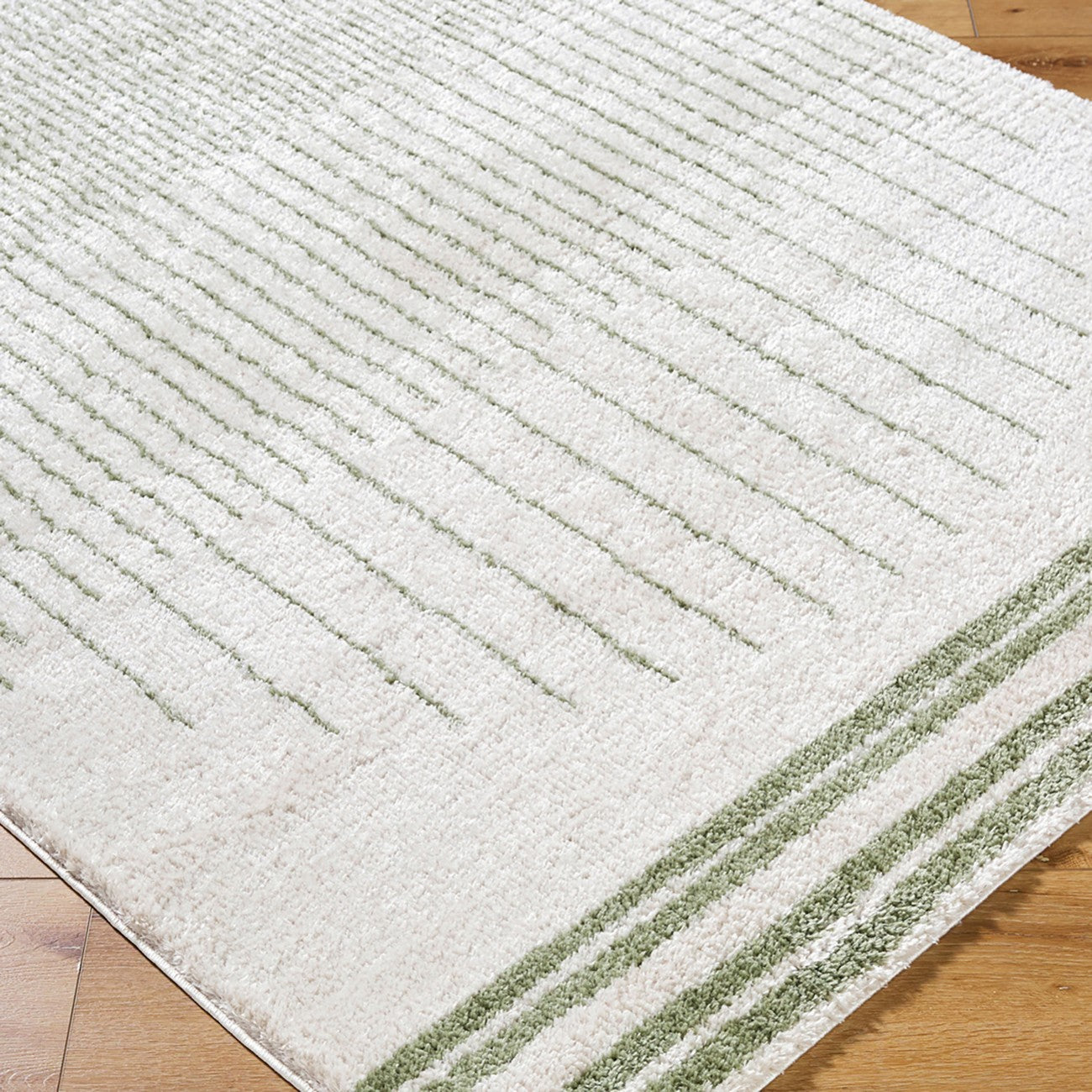 ENSO3 Machine Washable Modern Shaggy Grass Green Area Rug Corner