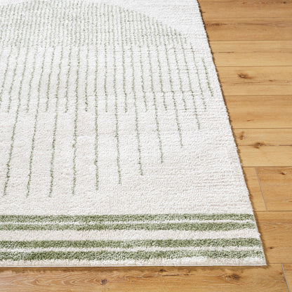 ENSO3 Machine Washable Modern Shaggy Grass Green Area Rug Front