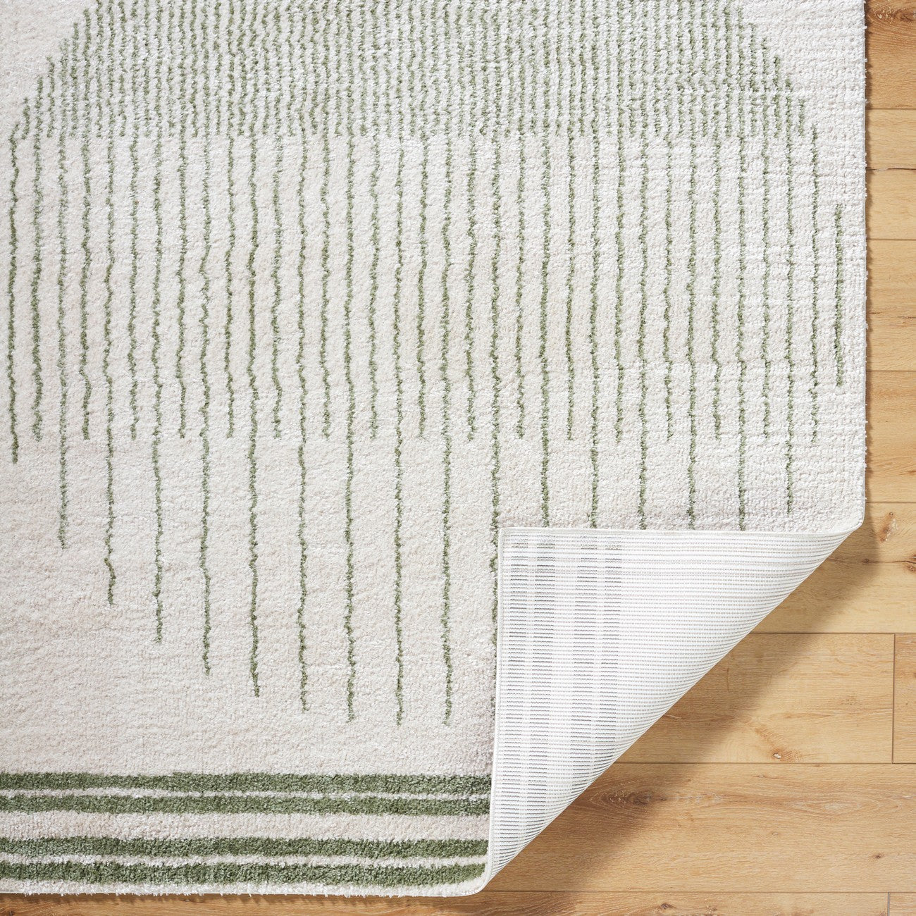 ENSO3 Machine Washable Modern Shaggy Grass Green Area Rug Fold