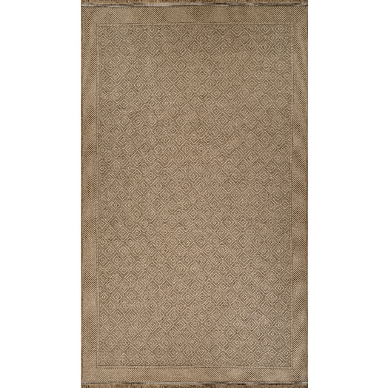 ESHA Cottage Tan/Beige Machine Washable Jute Area Rug Flat